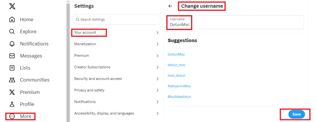 How to change Twitter handle