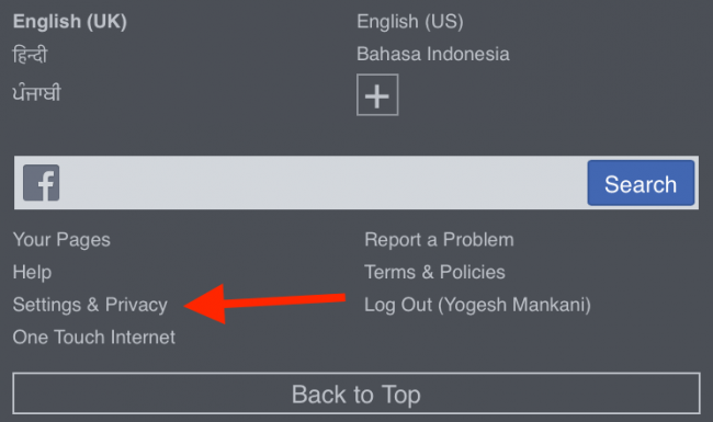 Use single name on Facebook