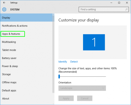 Windows 10 apps and features