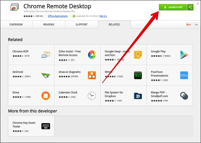 Launch Chrome Remote Desktop