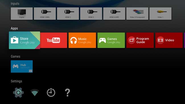 Shows the google play store on Sony Smart TV