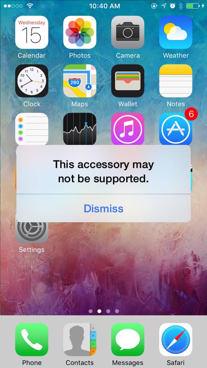 This Accessory May Not Be Supported
