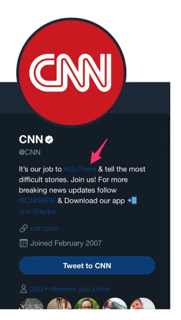 You can use hashtags to drive home a message like CNN