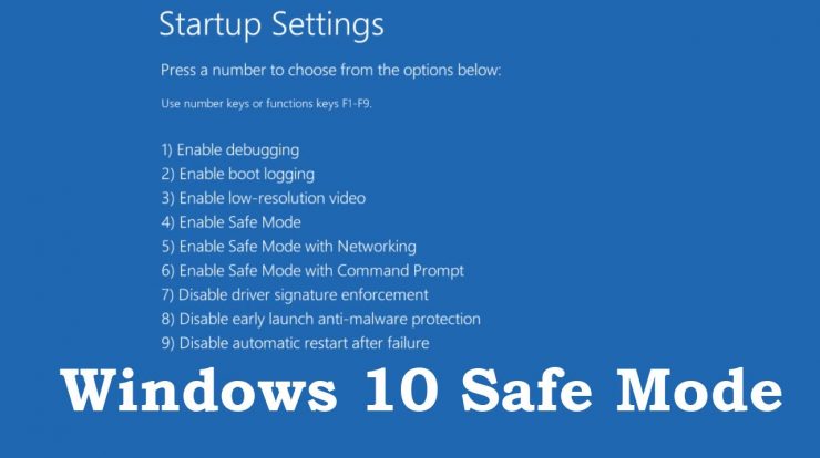 Shows Windows 10 safe mode booting option