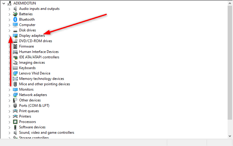 Windows 10 graphics adapter