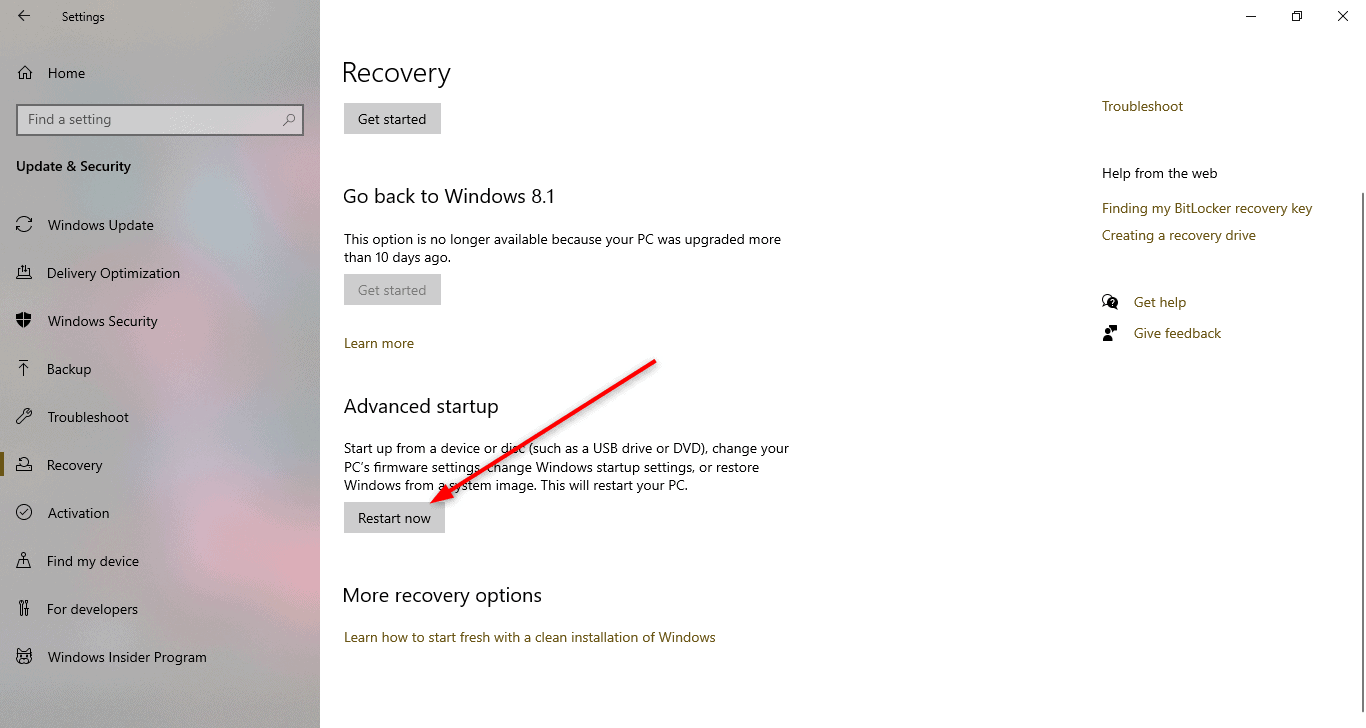 Restart Windows to repair Windows Startup