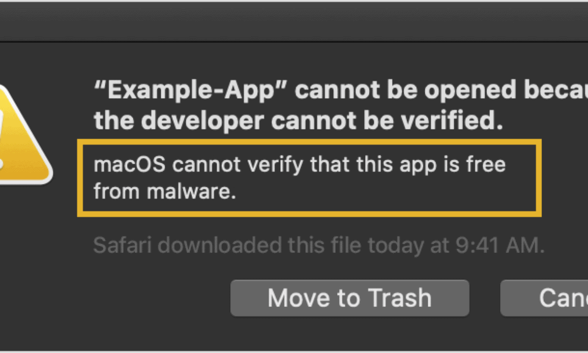 macOS Cannot Verify that this App is free from Malware