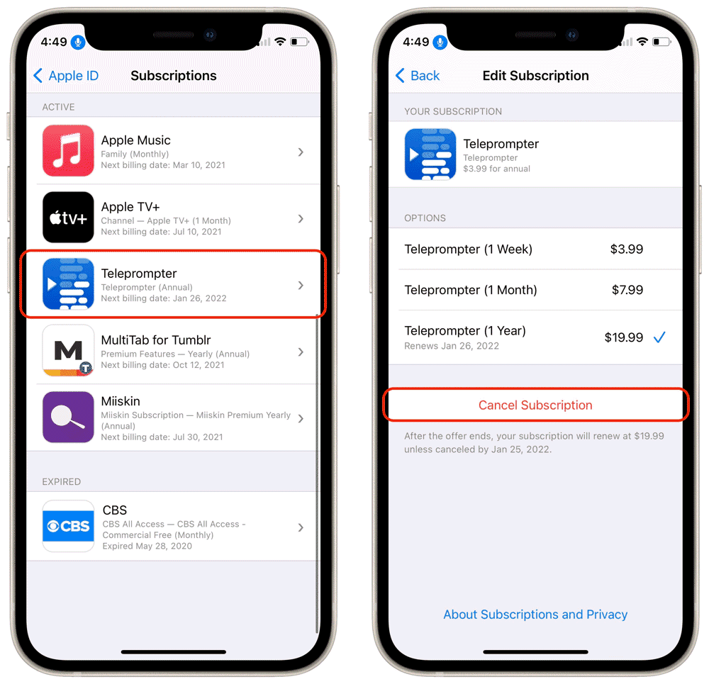how to cancel Apple subscriptions