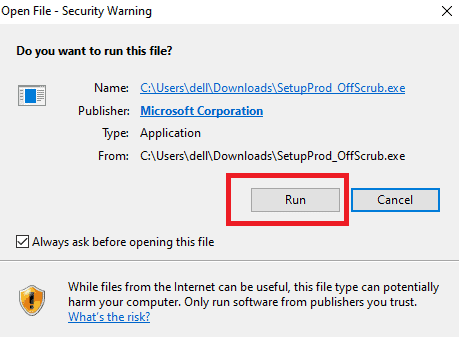 Run Microsoft Office Uninstaller 2016