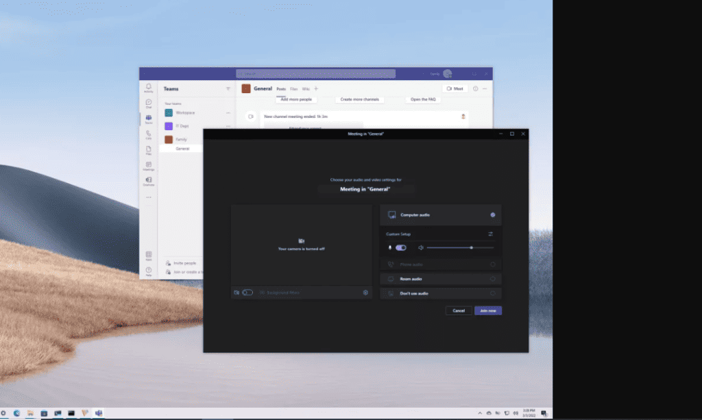 MS Teams camera not working