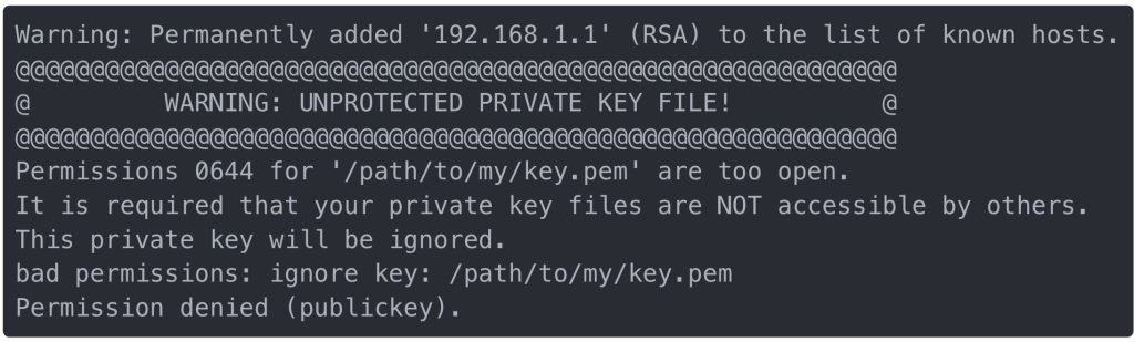 Warning: Unprotected Private Key File!