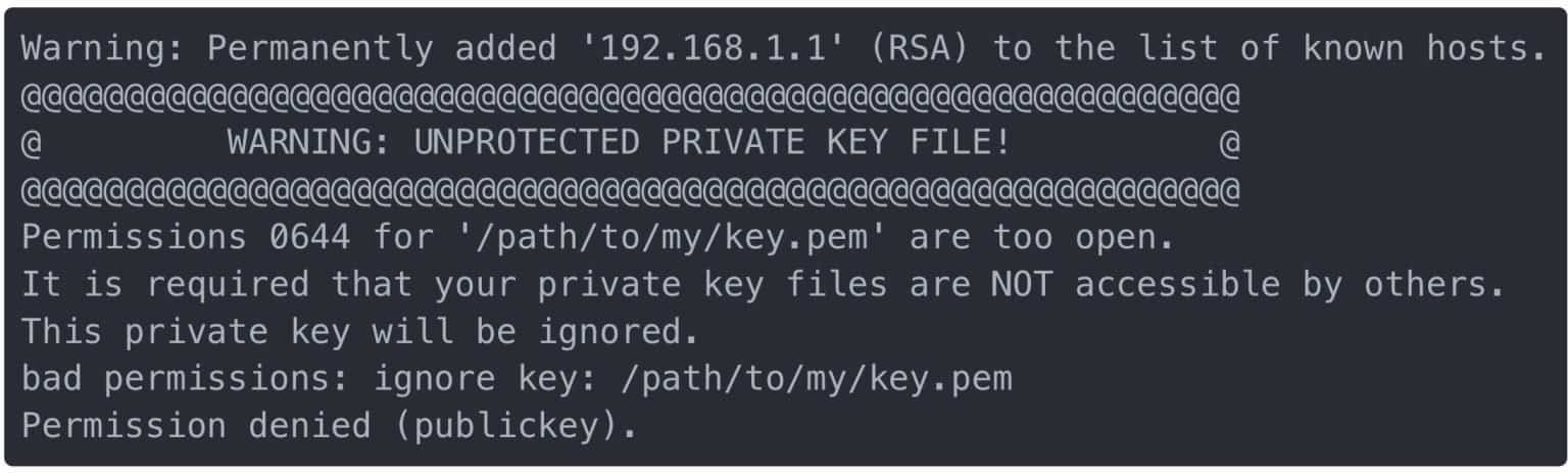Warning: Unprotected Private Key File!