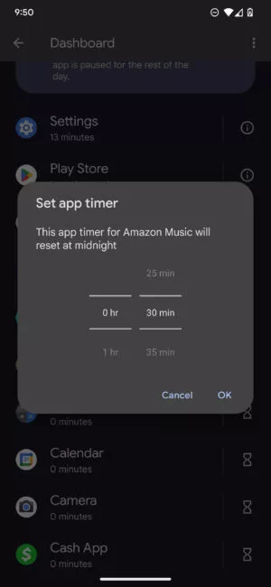 set app timer