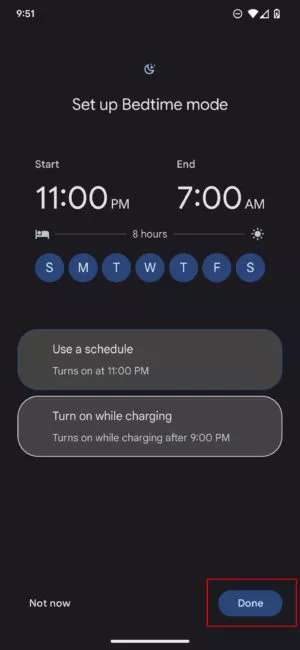 set bedtime mode