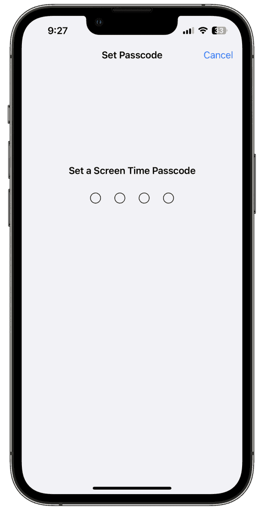 set screen time passcode.