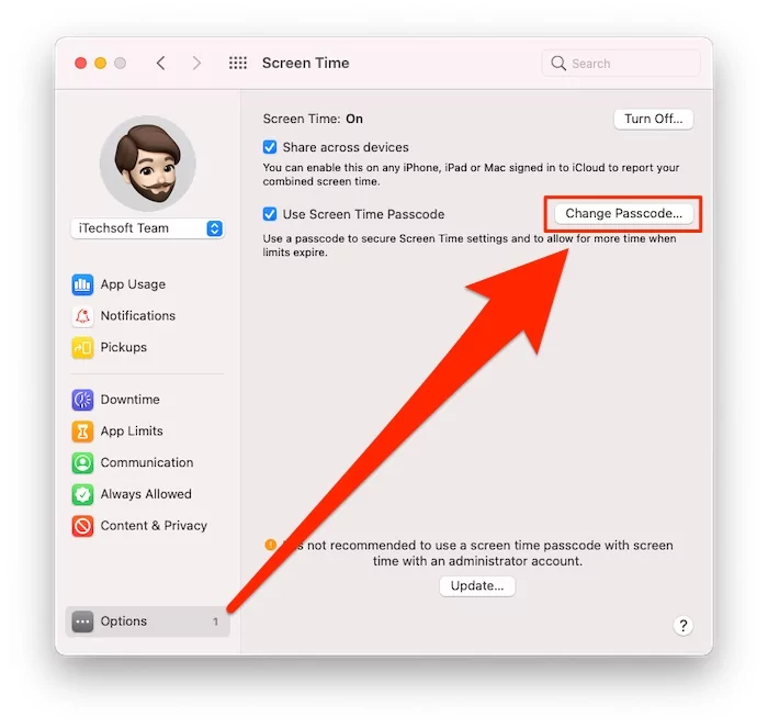 reset screen time passcode on MAC