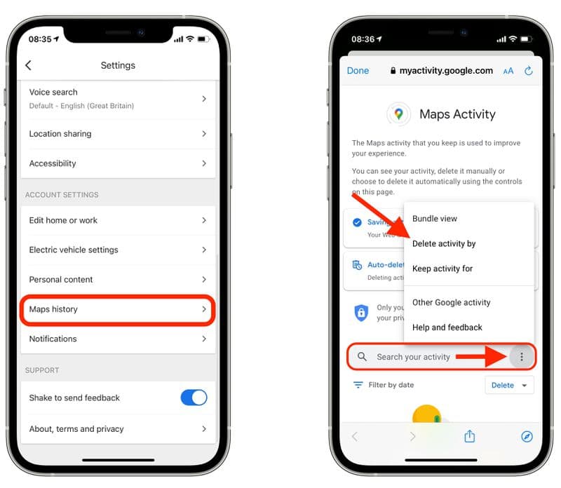 How to Delete Recent Searches on Google Maps iPhone